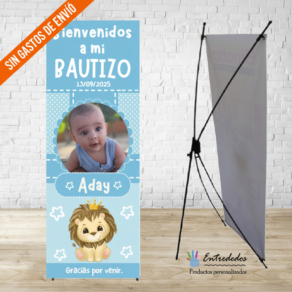 Banner para Bautizo Personalizado Infantil – Diseño León