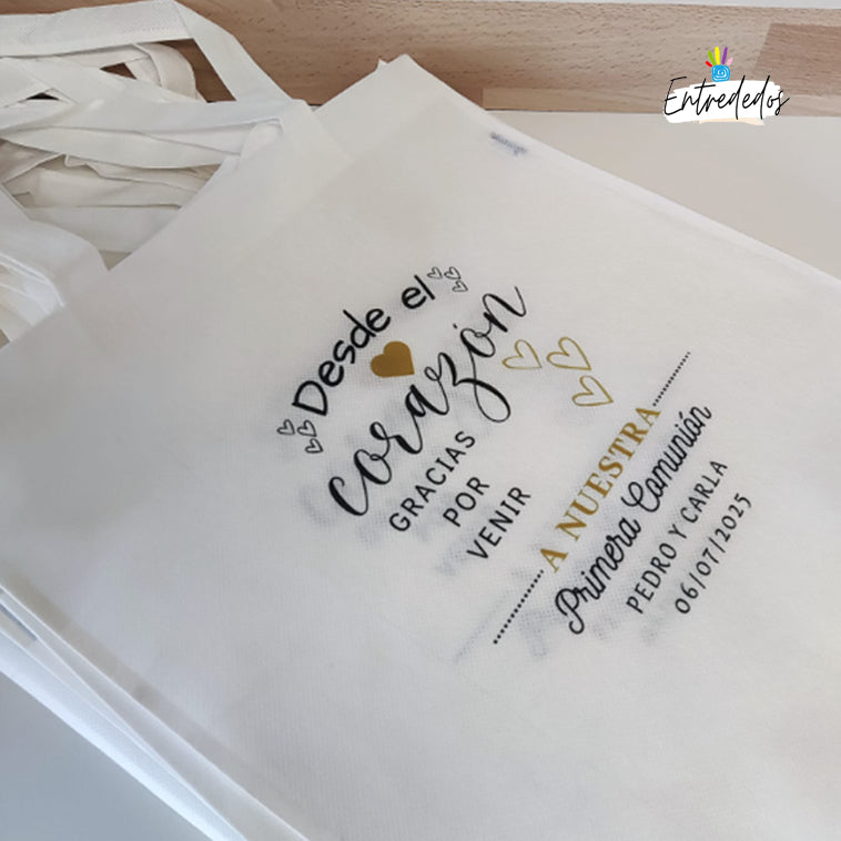 Bolsa de regalo personalizada con diseño impreso para eventos