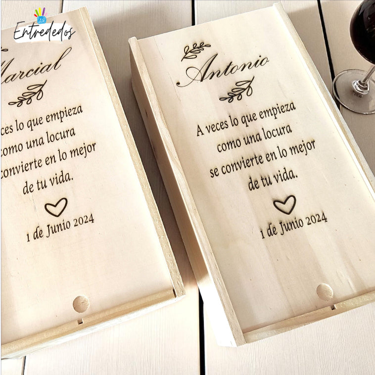caja de vino personalizada – regalo original Entrededos