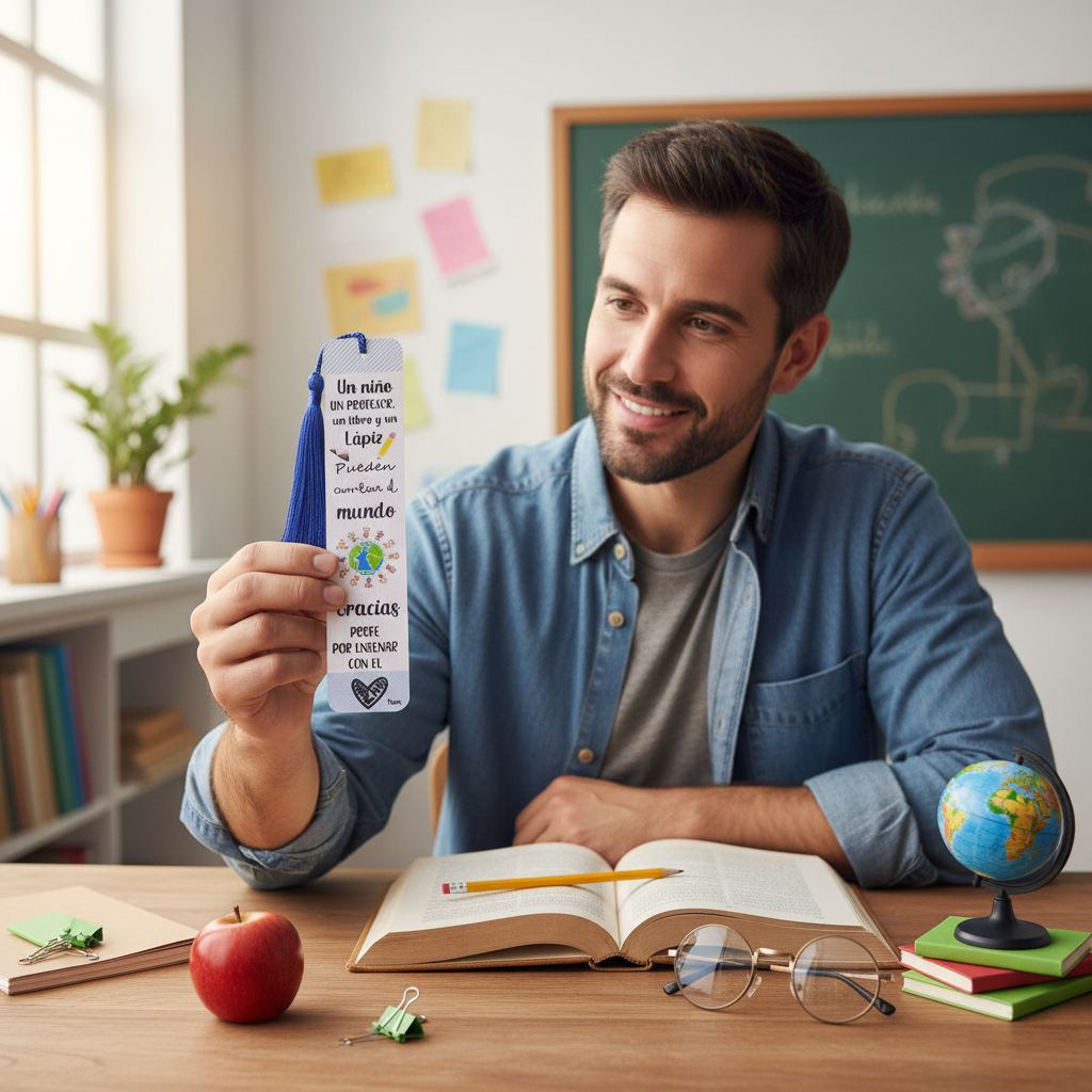 Marcapáginas Personalizado “Un niño, un profesor y un lápiz”