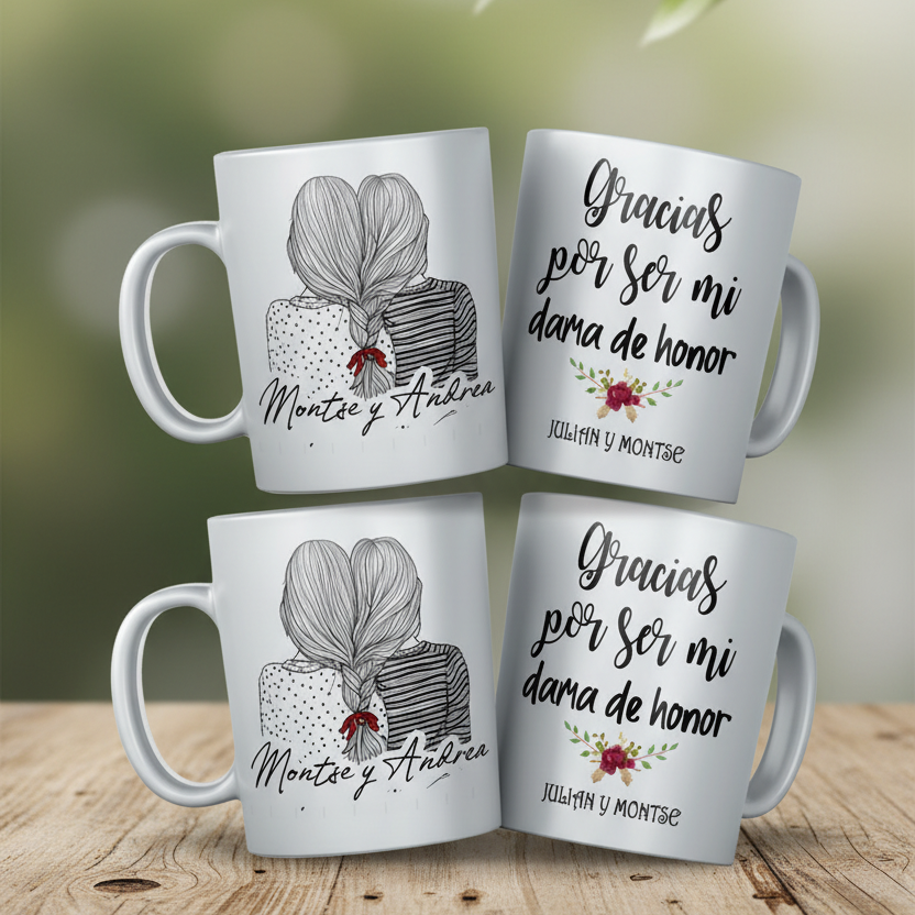 Taza damas de honor "TRENZAS"