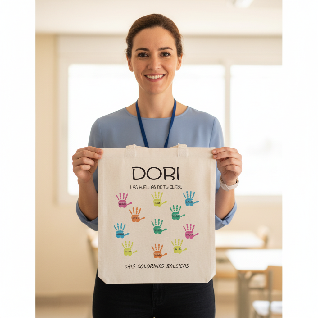 Bolsa tote bag diseño "LAS HUELLAS DE TU CLASE"