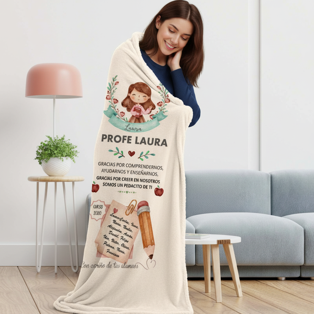 Regalo Manta con Nombre Personalizado – para Profesora