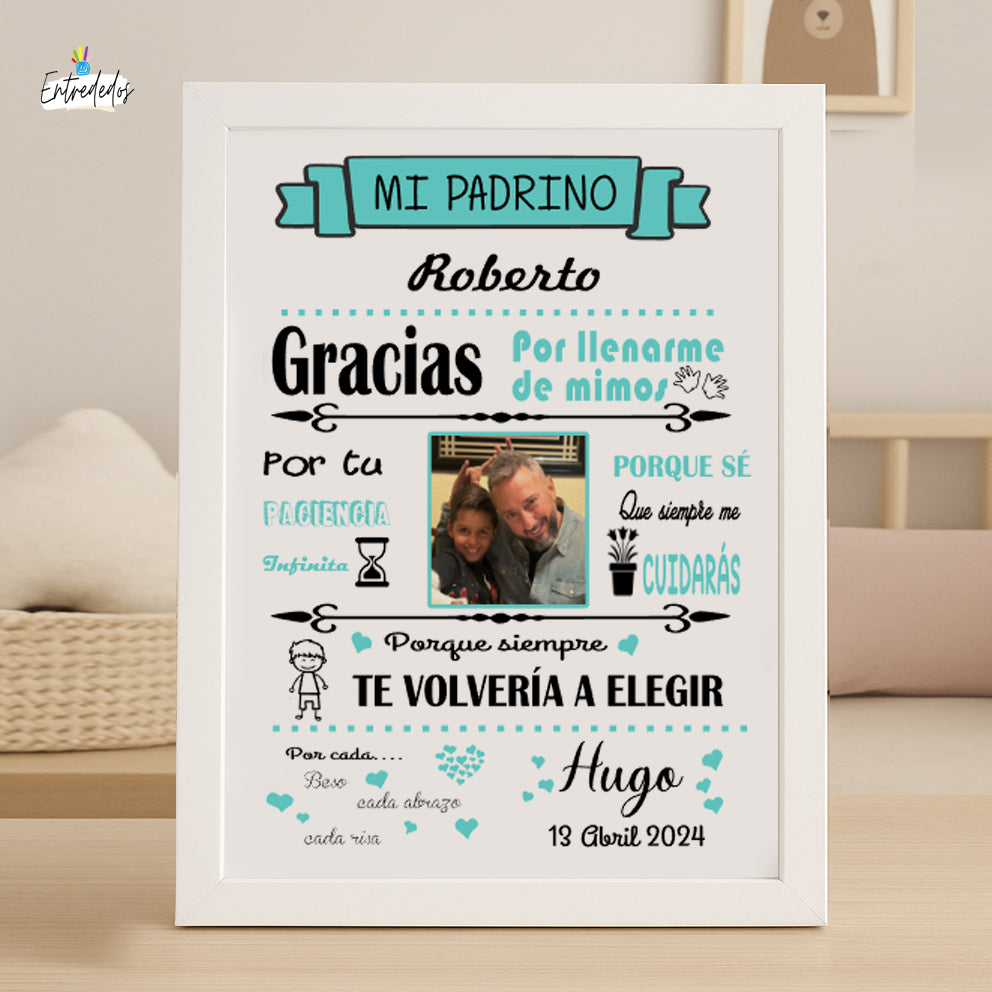 Cuadro de comunión decorativo personalizado con nombre y fecha