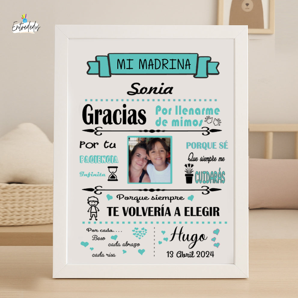 Cuadro de comunión decorativo personalizado con nombre y fecha