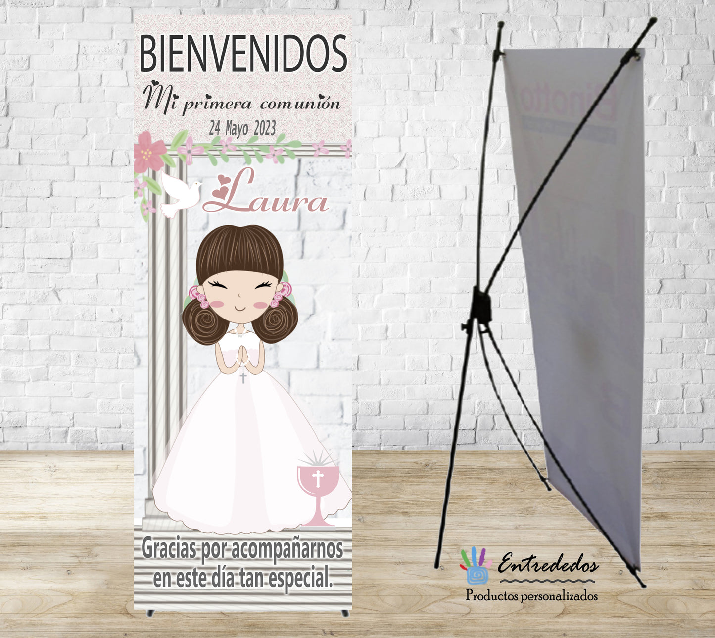 Banner para comunion con muñecos con diseños varios