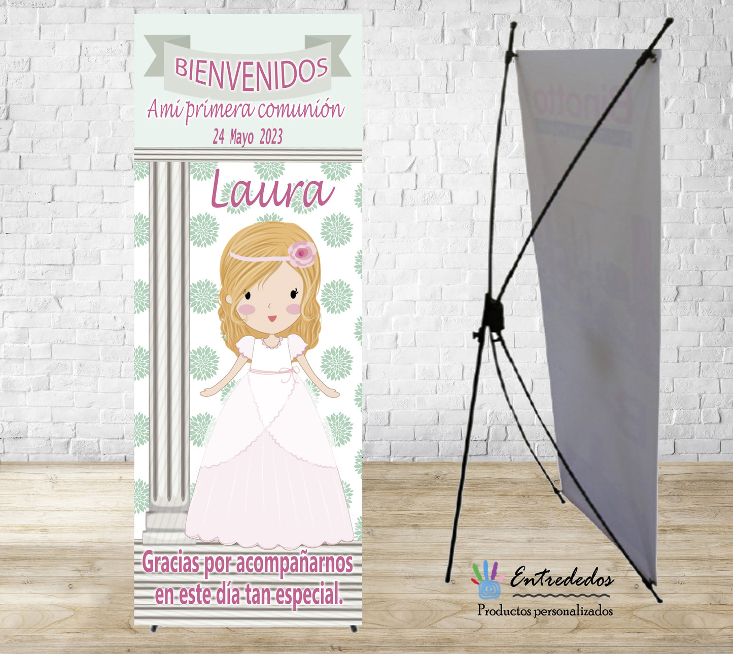Banner para comunion con muñecos con diseños varios