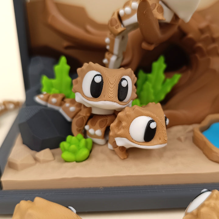 Acuario con 3 dragón flexibles 3d – diseño decorativo y coleccionable