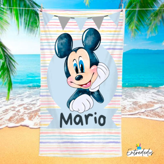 Toalla personalizada a Full Print diseño infantil Mickey