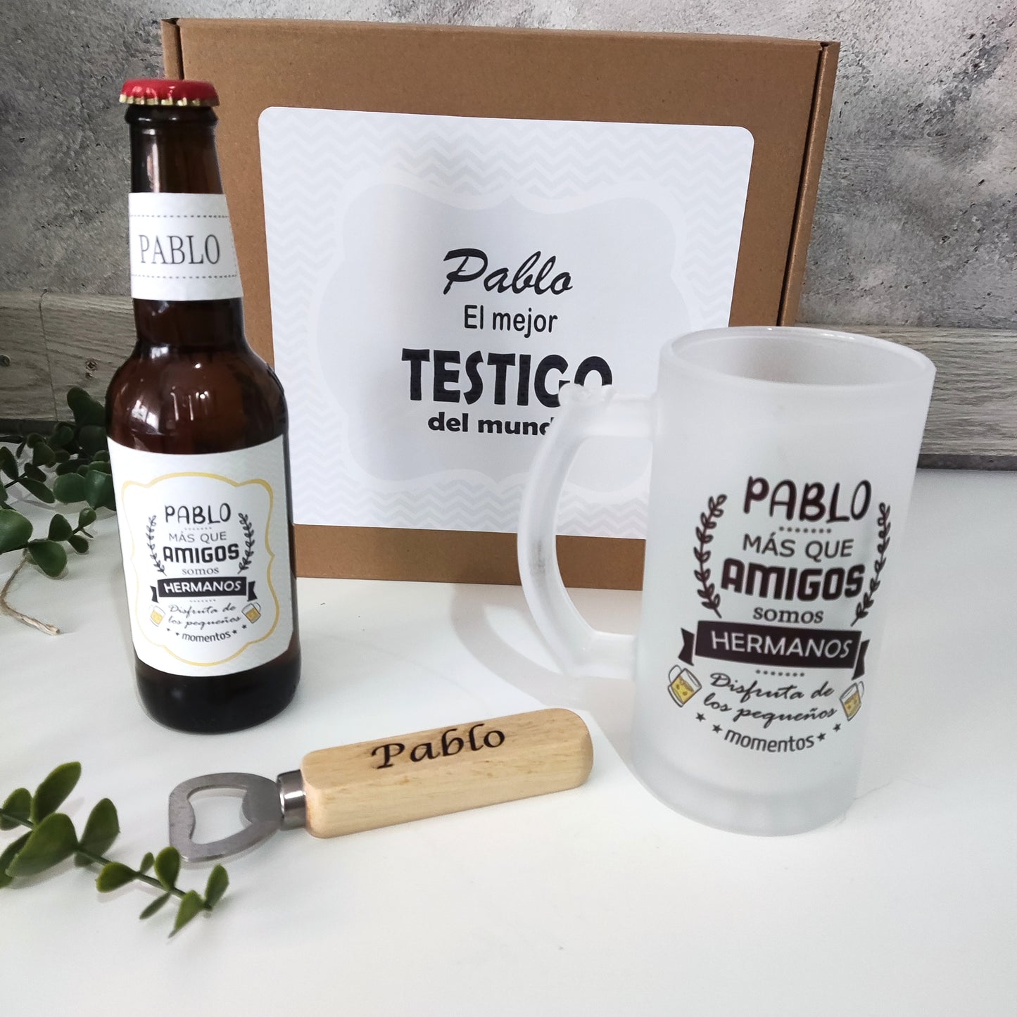 kit regalo para testigos con diseño más que amigos somos hermanos