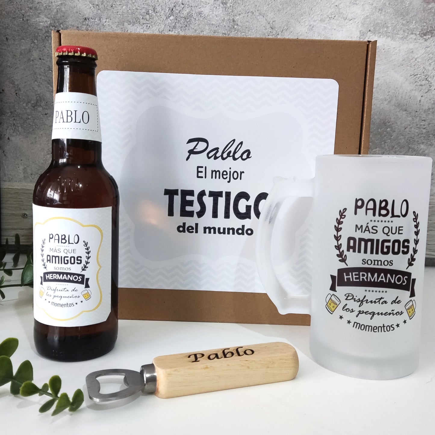 kit regalo para testigos con diseño más que amigos somos hermanos