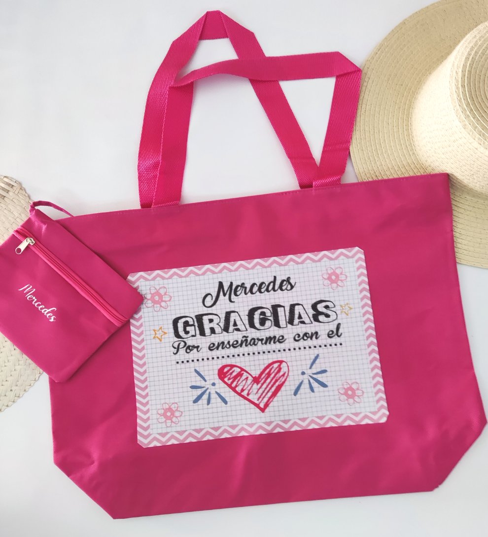 Bolsa de playa para profesora personalizada