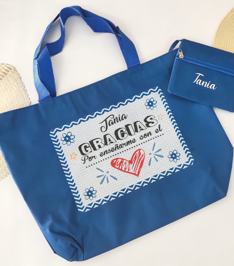 Bolsa de playa para profesora personalizada