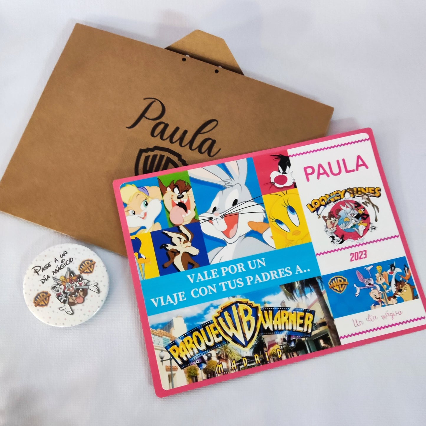 Carta sorpresa personalizada viaje Disney/ Warner bros/ concierto o........