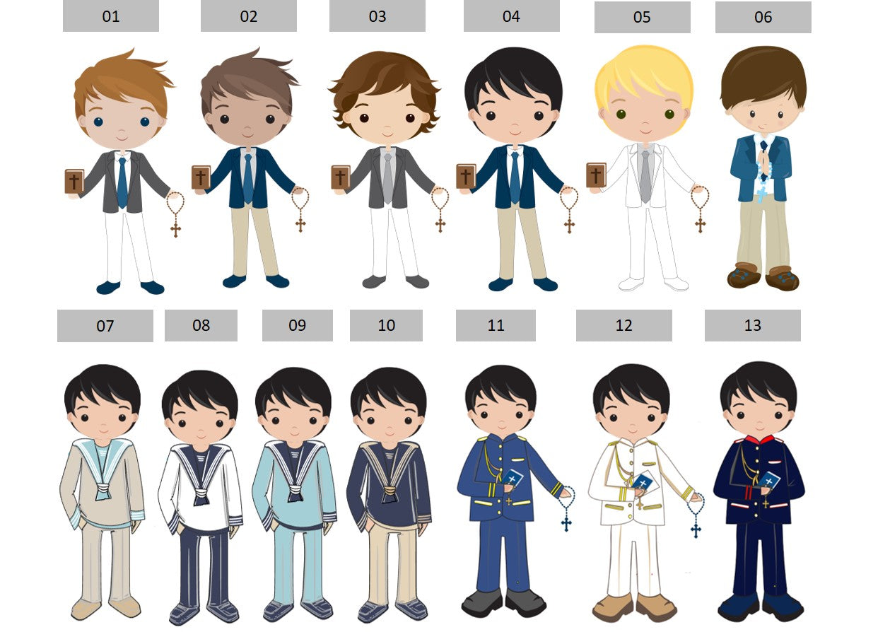 Banner para comunion con muñecos con diseños varios