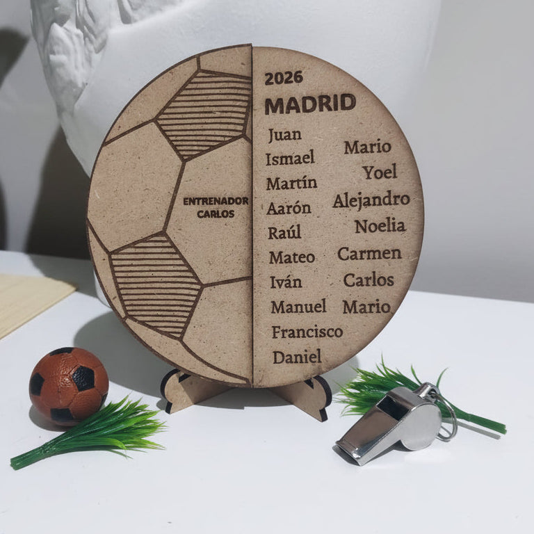 Balón de madera regalo para entrenador de su equipo