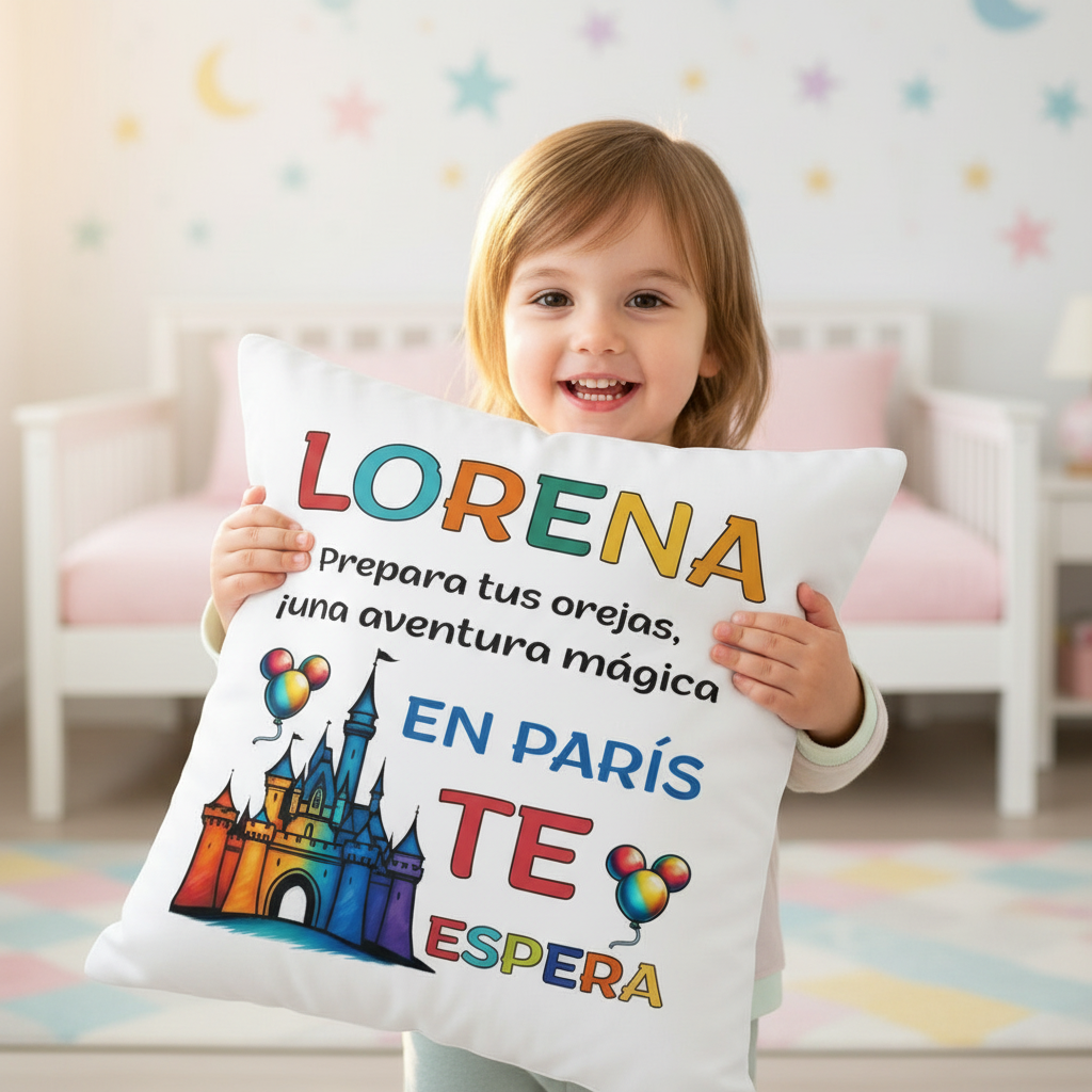 Cojín sorpresa para viaje a París – Parque temático