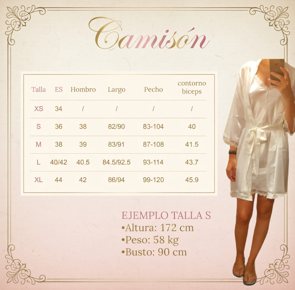 Conjunto Bata y Camisón con Encaje para Novias 2307