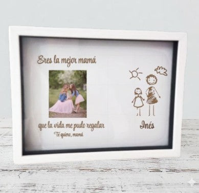 Cuadro Papá-Mamá Grabado en Madera