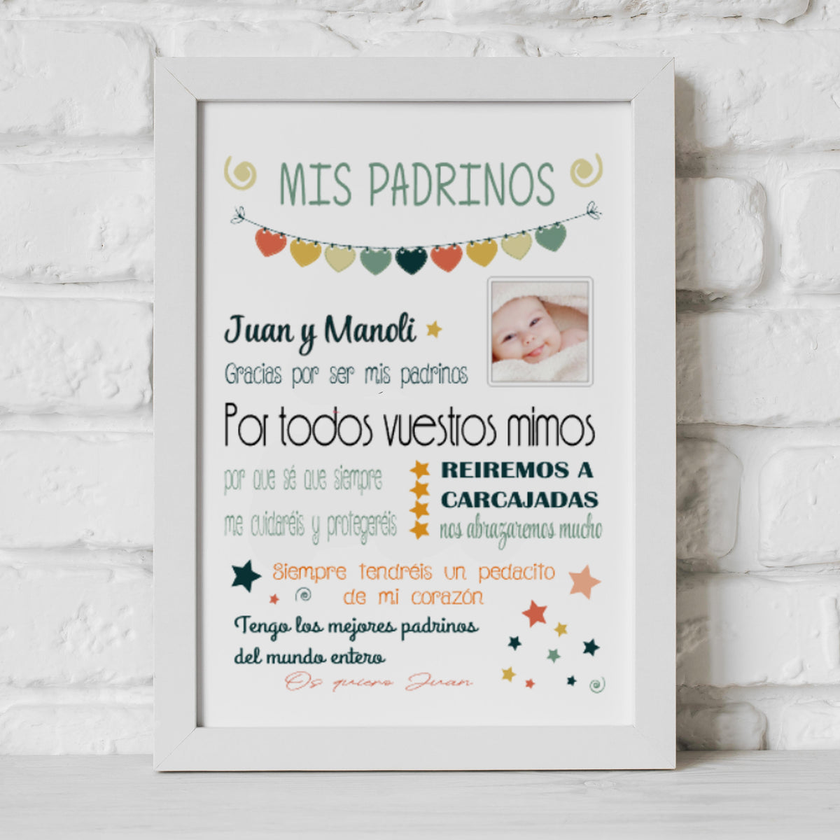 Marco y Lámina Personalizada para Padrino y Madrina | Bautizo