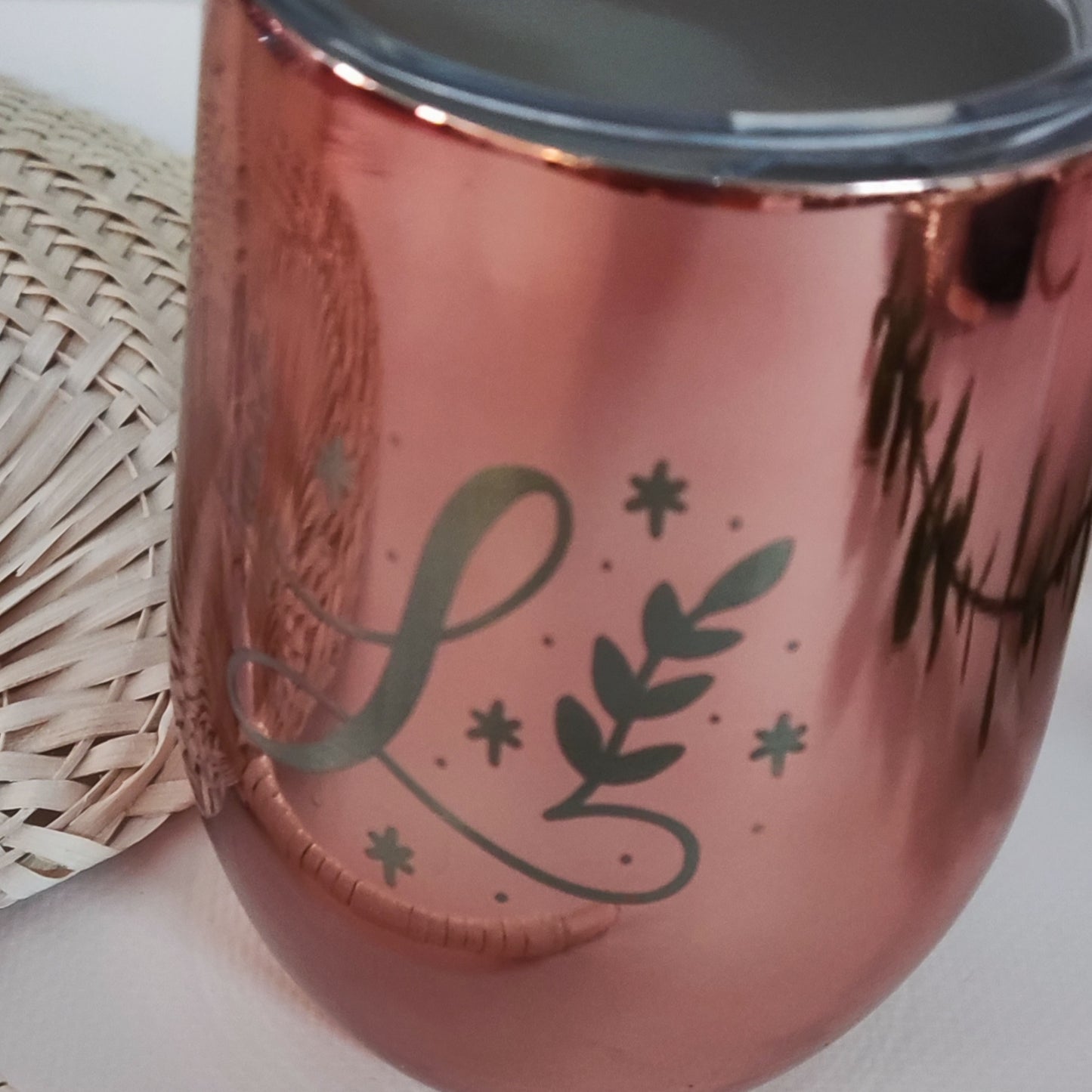 Kit regalo con vaso térmico oro rosa para mujer
