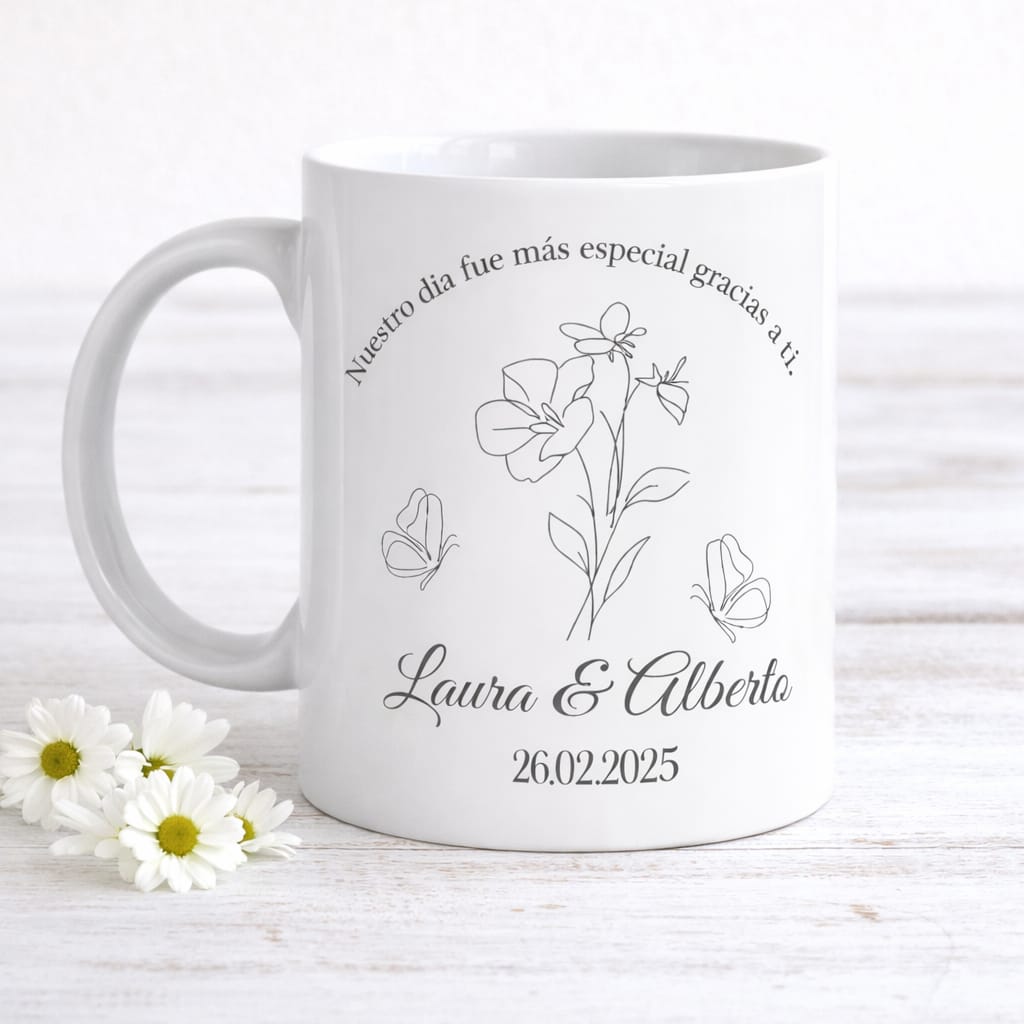 Taza Personalizada para Boda con Nombres y Fecha