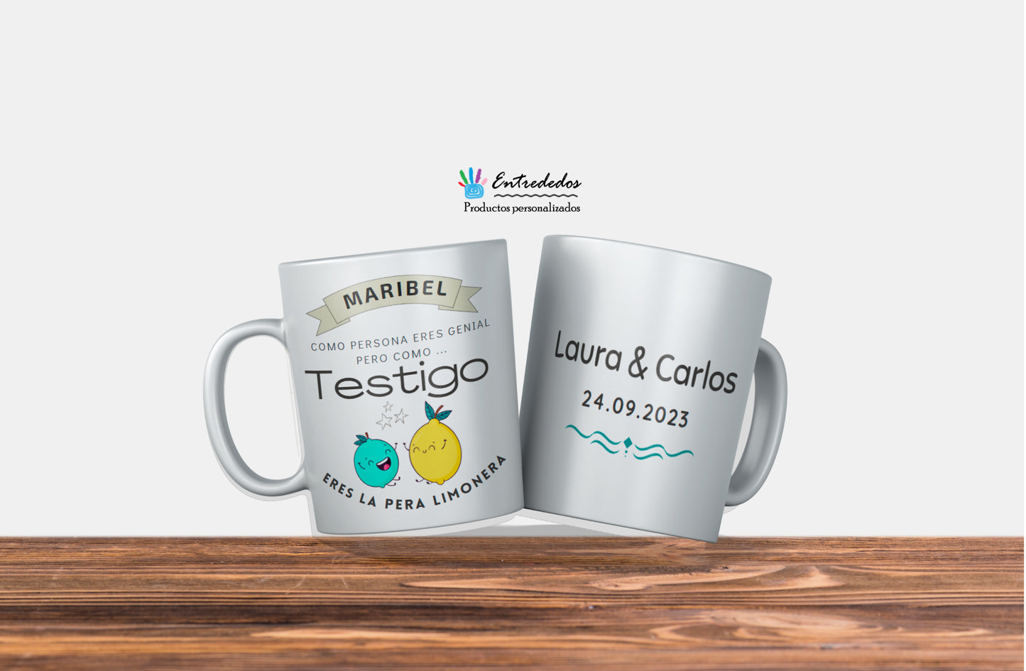 kit regalo para testigos con diseño" eres la leche" o"eres la pera limonera"