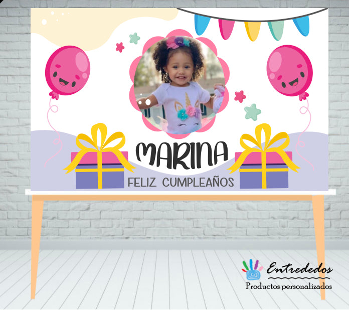 Fondo para mesa dulces cumpletaños con foto