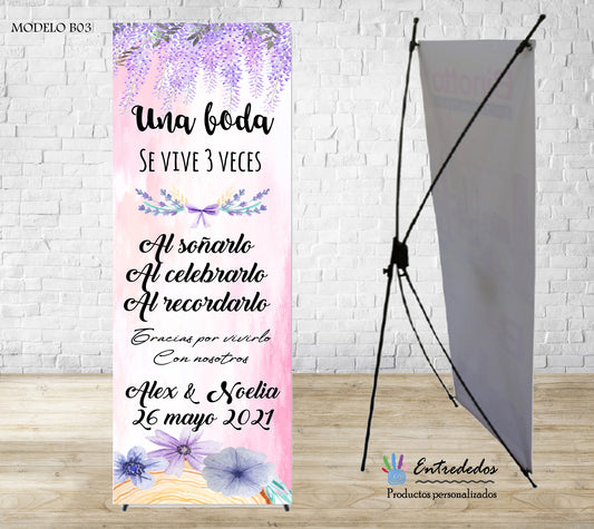 Banner para bodas con flores de lavanda