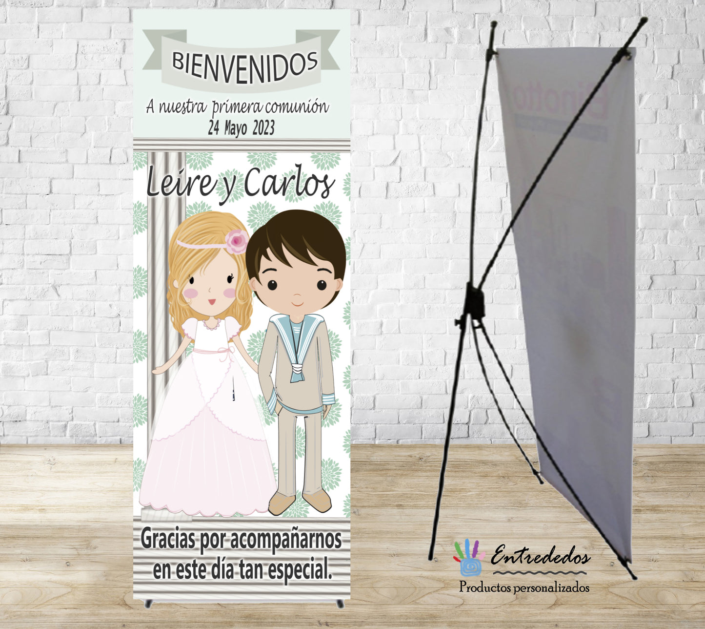 Banner de comunión personalizados para mellizos o gemelos