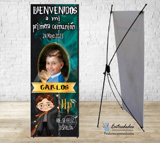 Banner personalizado Harry Potter y foto del niño