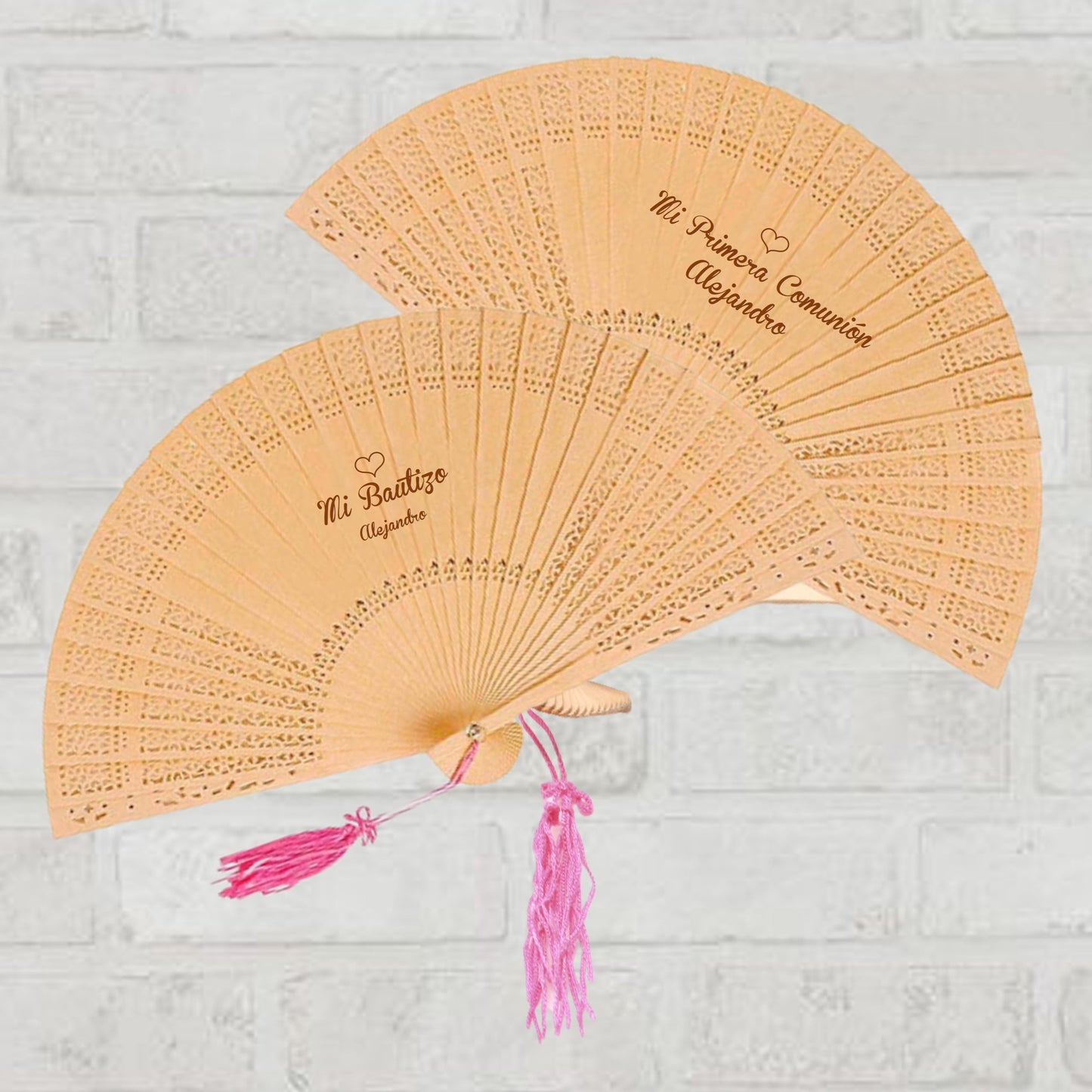 Abanico de madera para mujer grabado