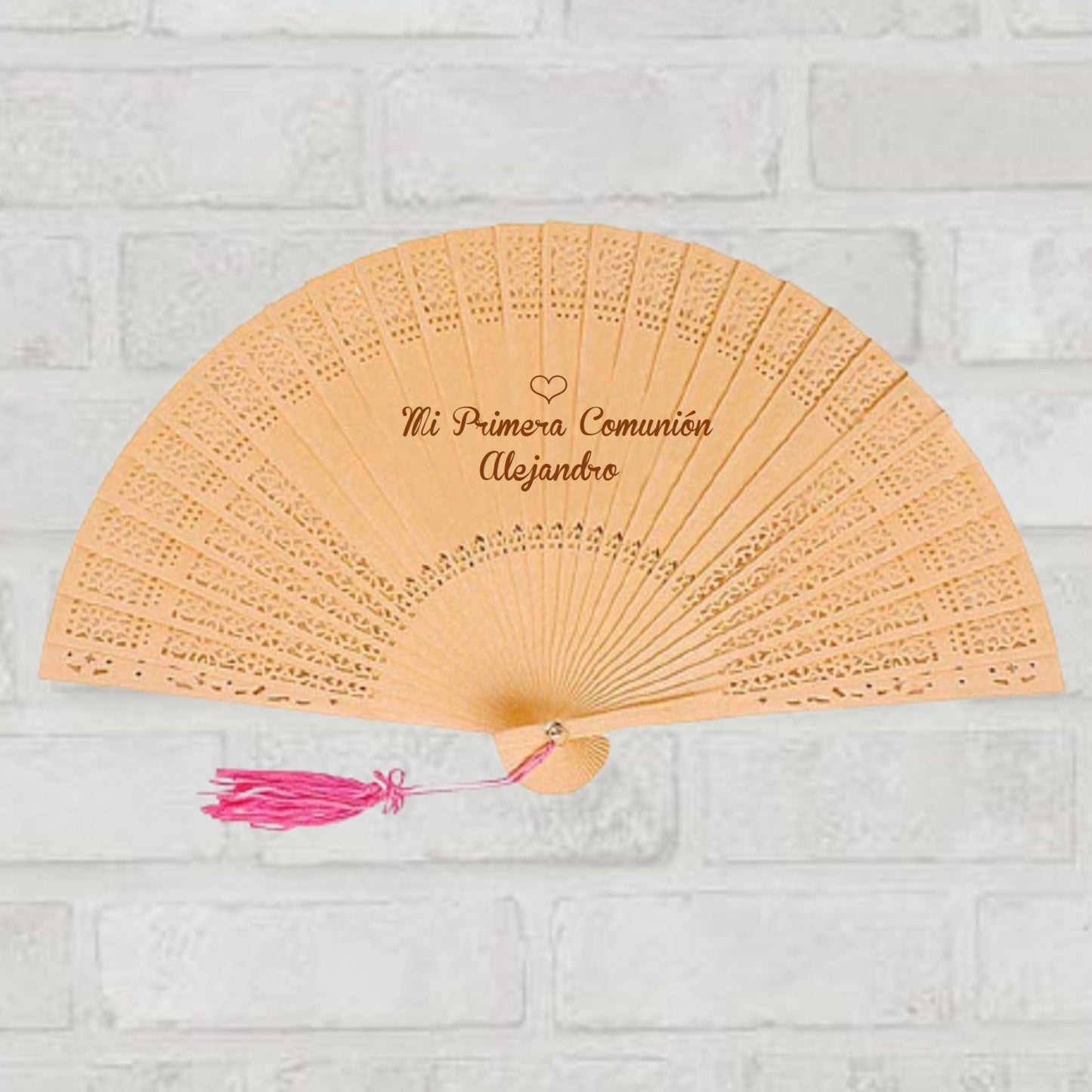 Abanico de madera para mujer grabado