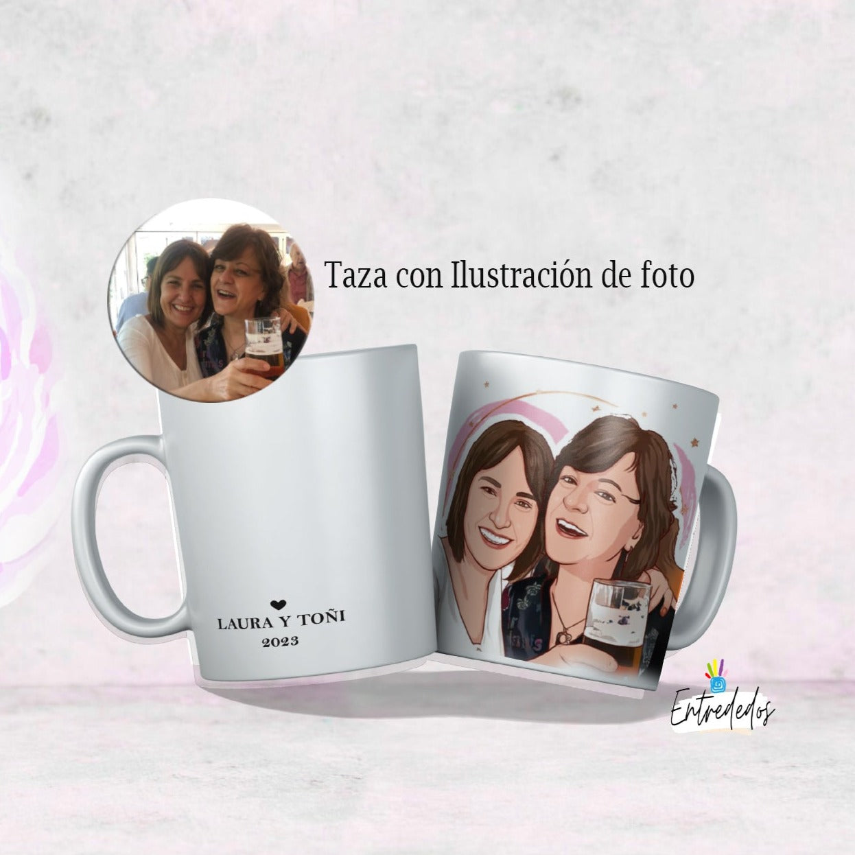 Taza con Ilustración de foto personalizada