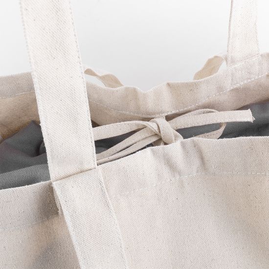Bolsa de asas largas de algodón reciclado personalizada