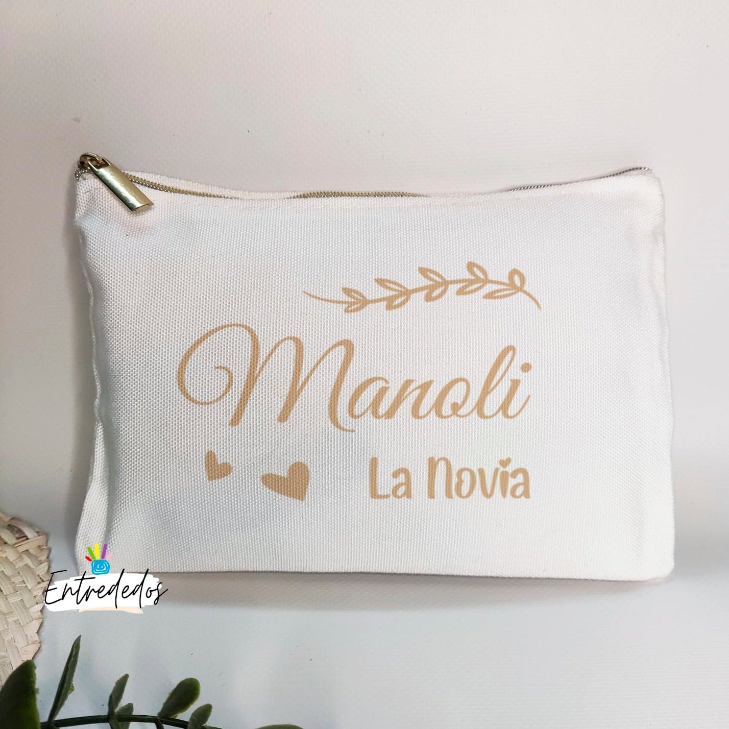 Neceser personalizado para novia cremallera dorada