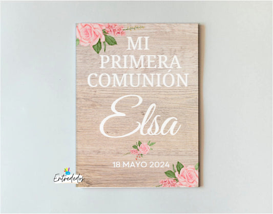 Cartel comunión floral marzo soleado