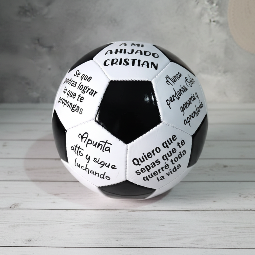 Balón de fútbol personalizado con mensaje
