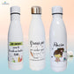Botella reutilizable personalizada con nombre y mensaje de agradecimiento