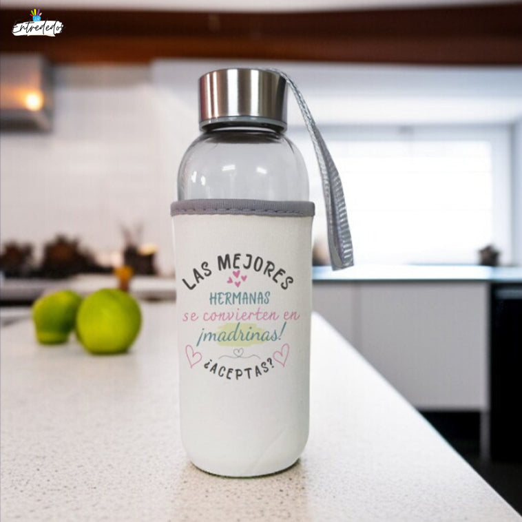 Botella reutilizable personalizada con nombre y mensaje de agradecimiento