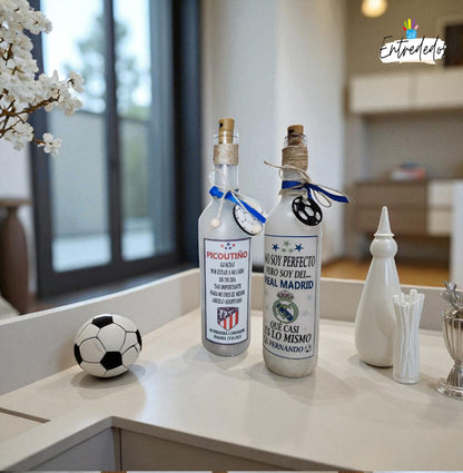 Botella luminosa personalizada con nombre y mensaje decorativo