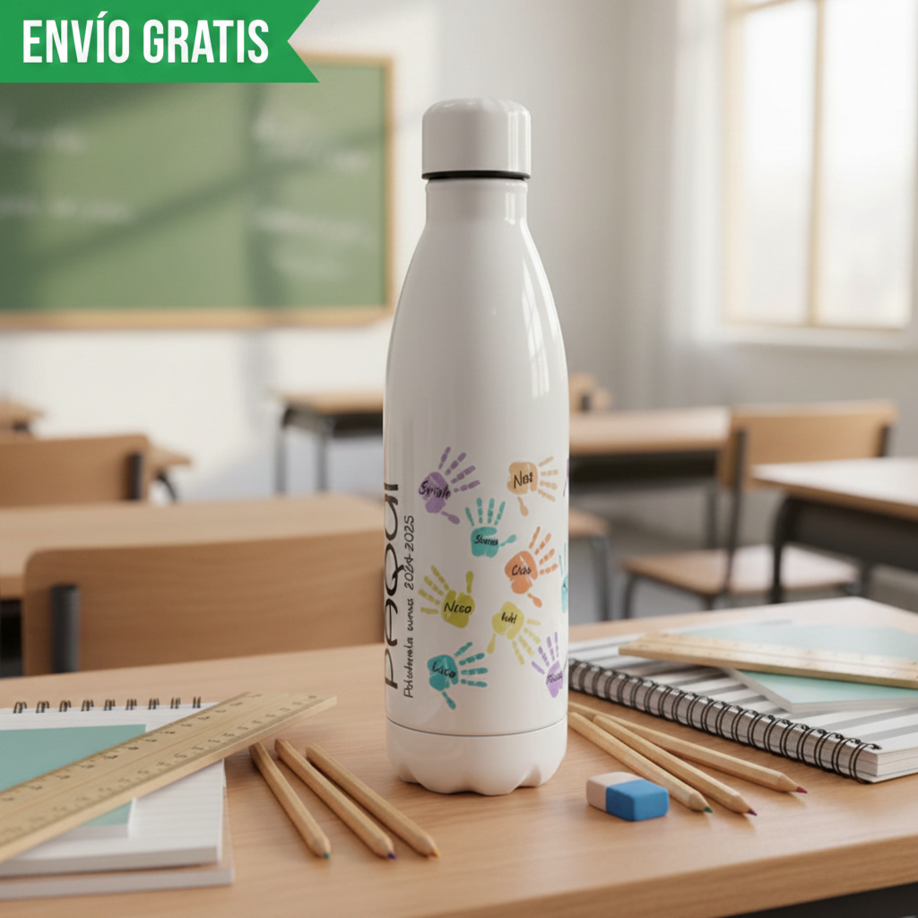 Regalo Botella Termo para Profesor - LAS HUELLAS DE LA CLASE