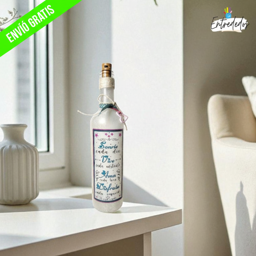 Botella luminosa SONRÍE CADA DÍA – Regalo personalizado