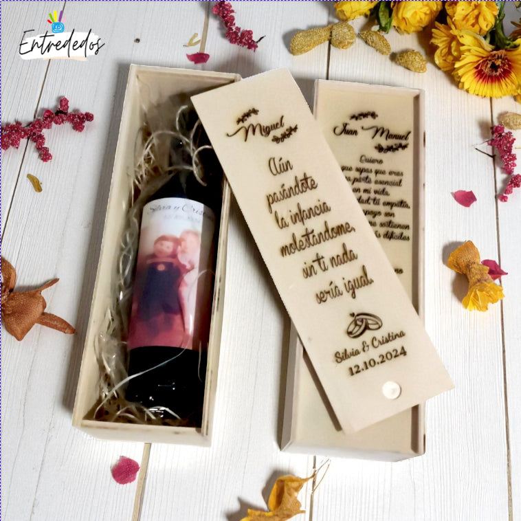 caja de vino personalizada – regalo original Entrededos