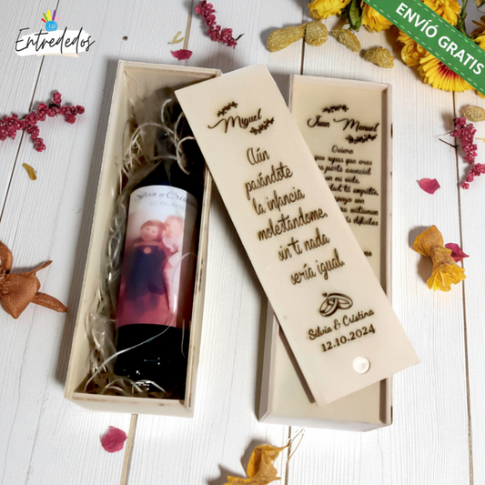 Caja de vino y botella de 375ml para momentos especiales