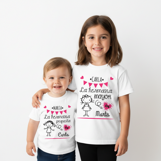 Camiseta Hermanos Manga Corta Personalizada – Modelo Banderitas