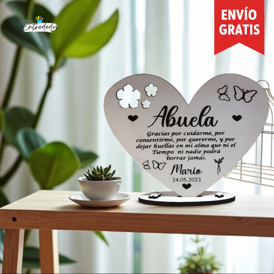 Placa Decorativa En Madera Corazón gravado