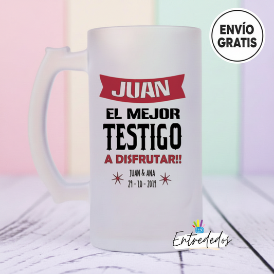 Jarra de Cerveza “El mejor Testigo – Personalizable