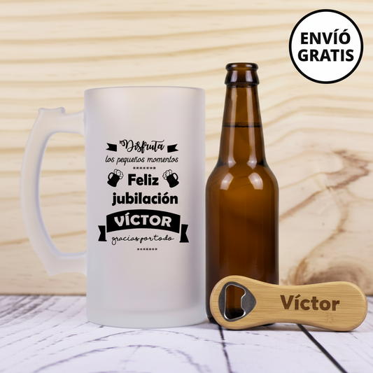 Jarra de Cerveza “Feliz Jubilación” – Personalizable