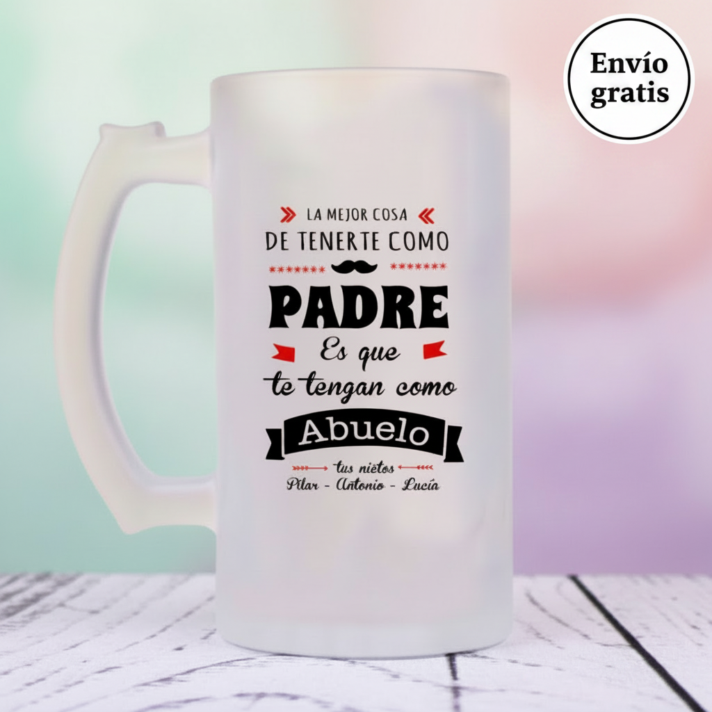 Jarra de Cerveza “Lo mejor de tenerte como padre..” – Personalizable